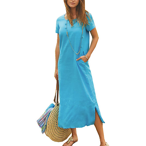 

Жен. Оболочка Платье - Однотонный Макси