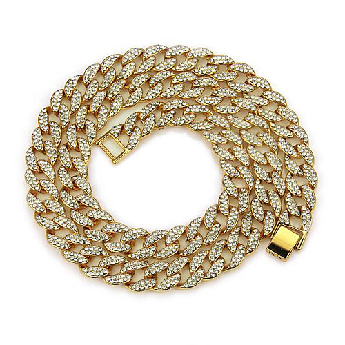 

Men's Chain Necklace Classic Cuban Link Mariner Chain Punk Rock Zircon Gold Plated Chrome Gold Silver 50 cm Necklace Jewelry 1pc For Daily Street