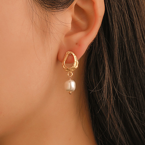 

Women's Drop Earrings Hollow Out Pear Cut Geometrical Drop Simple Korean Boho Hammered Gold Plated Earrings Jewelry Gold For Party Daily Bar Festival 1 Pair