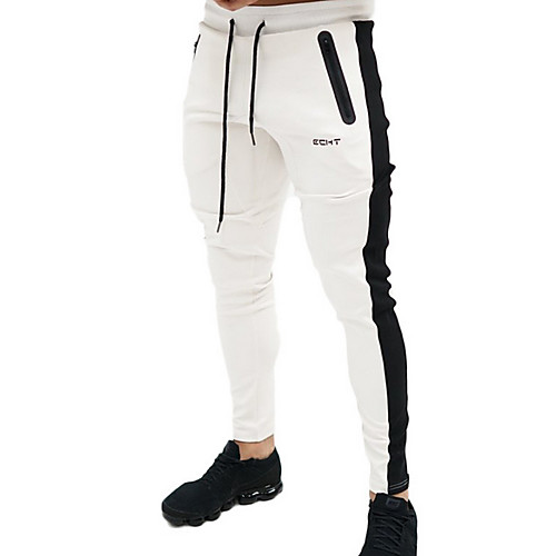 

Men's Sporty Slim Sweatpants Pants - Striped Blue White Black L XL XXL