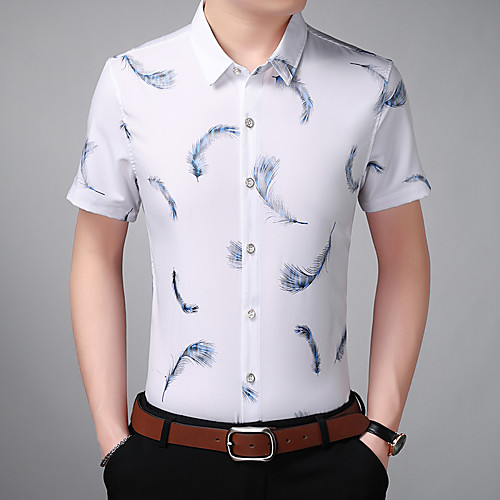 

Men's Daily Weekend Basic / Elegant Shirt - Floral / 3D / Solid Colored Black