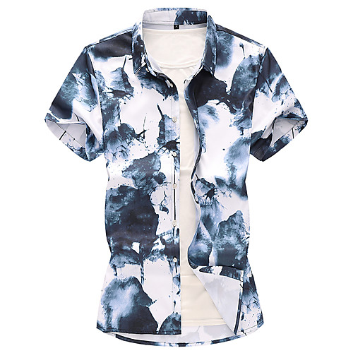 

Men's Plus Size Tie Dye Shirt Chinoiserie Holiday White / Short Sleeve