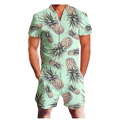 

Men's Basic V Neck Purple Blue Red Romper Onesie, Geometric M L XL