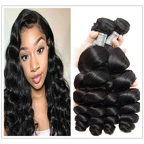 

4 Связки Бразильские волосы Свободные волны 100% Remy Hair Weave Bundles Человека ткет Волосы Удлинитель Пучок волос 8-28 дюймовый Естественный цвет Ткет человеческих волос / Без запаха
