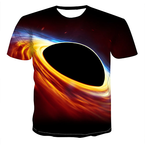 

Men's Plus Size Galaxy Color Block Print T-shirt Basic Daily Going out Round Neck Black / Short Sleeve