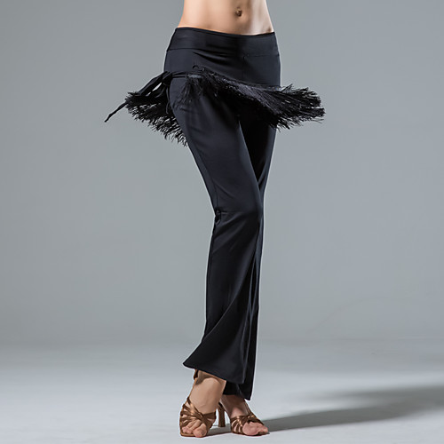 

Latin Dance Bottoms Women's Performance 100% Polyester / Terylene Tassel Natural Pants