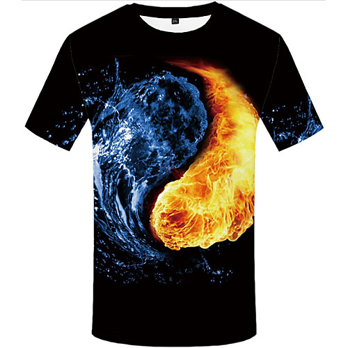 

Men's Casual / Daily Plus Size T-shirt - 3D Print Round Neck Rainbow / Short Sleeve