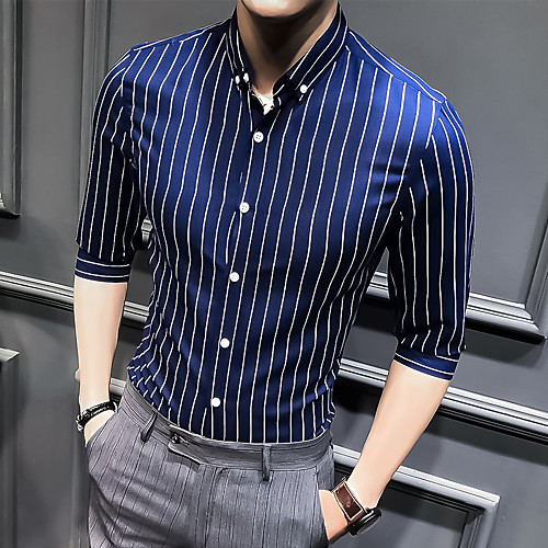

Men's Wedding Party Basic Shirt - Striped Black