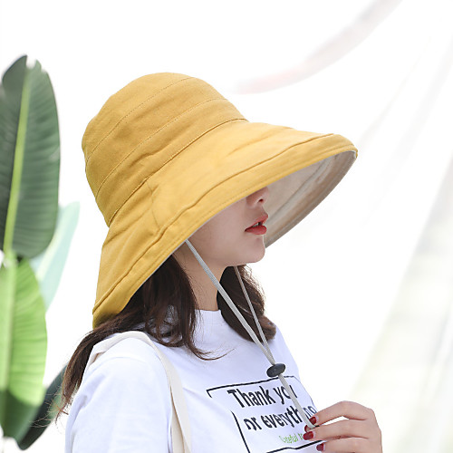 

Жен. Активный Классический Симпатичные Стиль Шляпа от солнца Хлопок Лён,Однотонный Весна Лето Лиловый Желтый Пурпурный