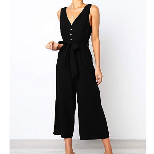 

Жен. Черный Темно синий Винный Комбинезоны, Однотонный M L XL