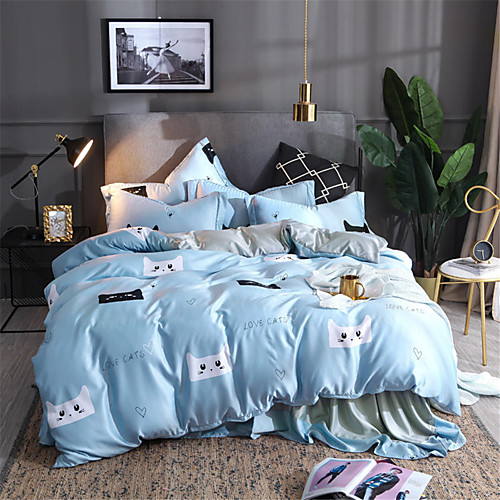 

Пододеяльник наборы Однотонный Полиэстер / Хлопок С принтом 4 предметаBedding Sets