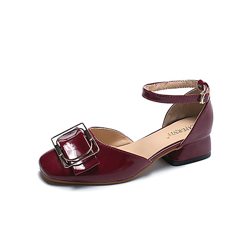 

Жен. Полиуретан Лето Минимализм Обувь на каблуках На низком каблуке Квадратный носок Бежевый / Зеленый / Винный