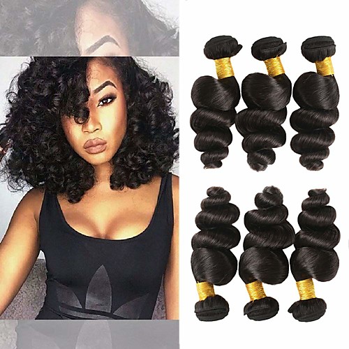 

6 Bundles Brazilian Hair Loose Wave 100% Remy Hair Weave Bundles Natural Color Hair Weaves / Hair Bulk Extension Bundle Hair 8-28 inch Natural Color Human Hair Weaves Gift New Arrival Hot Sale Human
