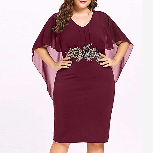 

Women's Plus Size Sheath Dress - Sleeveless Solid Colored V Neck Basic Slim Wine Black Purple XL XXL XXXL XXXXL XXXXXL