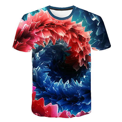 

Men's Daily Sports Street chic / Exaggerated T-shirt - Geometric / Color Block / 3D Print Rainbow