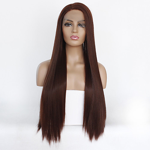 

Synthetic Lace Front Wig Straight Kardashian Style Layered Haircut Lace Front Wig Dark Brown Brown Synthetic Hair Women's Heat Resistant Dark Brown Wig Long / Yes