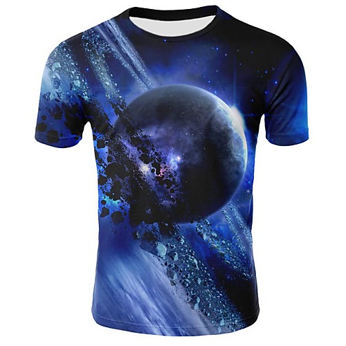 

Men's Daily Going out Basic / Street chic T-shirt - Geometric Print Blue
