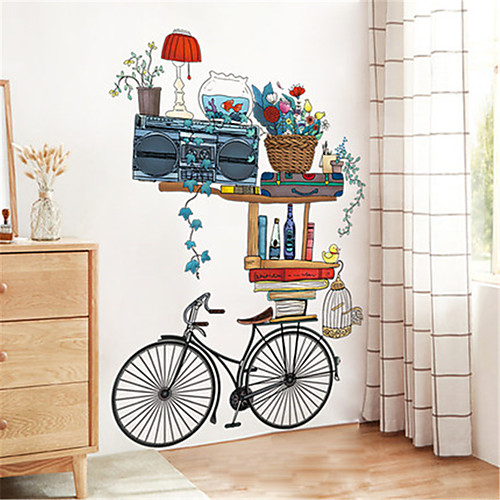фото Ретро велосипед орнамент стикер стены творческая гостиная спальня коридор теплый фон стены самоклеящиеся обои наклейки Lightinthebox