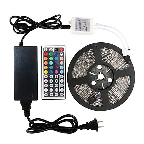 

1 set Led Strip Lights Kit DC12V Power Supply SMD 5050 8mm 16.4 Ft (5M) 300leds RGB 60leds/m With 44key Ir Remote Controller for Kicthen Bedroom Sitting Room And Outdoor EU AU UK US Plug