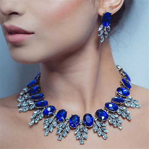 

Women's Black Blue Multicolor Crystal Drop Earrings Necklace Geometrical Blessed Artistic Classic Trendy Earrings Jewelry Black / Yellow / Red For Wedding Party Gift Street Festival 1 set