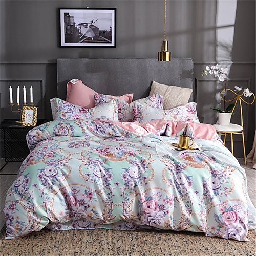 

Пододеяльник наборы Однотонный Полиэстер / Хлопок С принтом 4 предметаBedding Sets