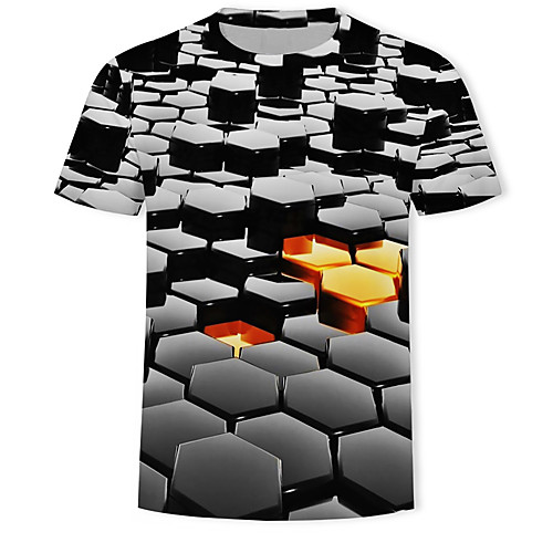 

Men's T-shirt - Geometric / 3D / Graphic Print Black