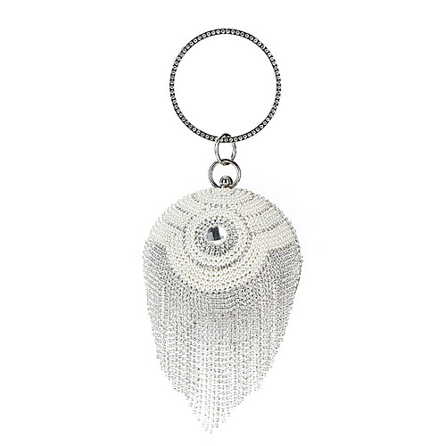 

Women's Crystals / Tassel Polyester / Alloy Evening Bag Geometric Pattern Gold / Silver / Black