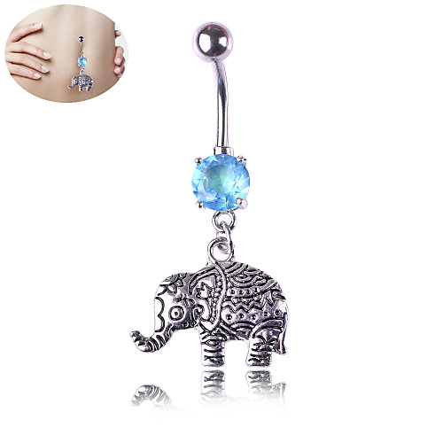 

Navel Ring / Belly Piercing Trendy Women's Body Jewelry For Carnival Festival Cubic Zirconia Alloy Elephant Silver 1pc