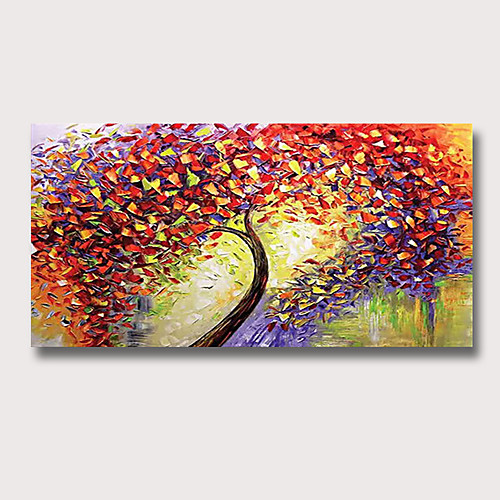 

Oil Painting Hand Painted - Abstract Floral / Botanical Classic Modern Rolled Canvas