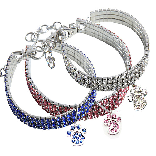 фото Собаки ошейники ожерелье регулируемый размер отпечаток ступни украшение мозаика сплав белый синий розовый Lightinthebox