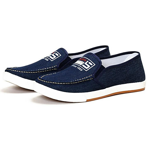 

Муж. Комфортная обувь Полотно Лето Мокасины и Свитер Черный / Синий