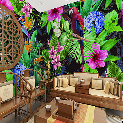 

тропический лес цветок и птица подходит для ТВ фон обои на стену фрески гостиная кафе ресторан спальня офис xxxl (448 280см)