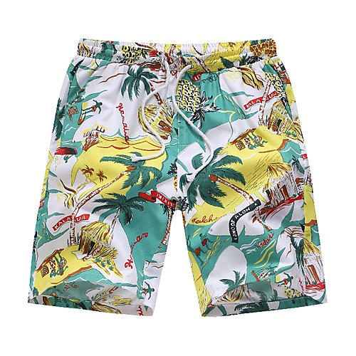 

Men's Exaggerated Shorts Pants - Print / Fruit / Flower Tropical Leaf, Floral Yellow US34 / UK34 / EU42 US36 / UK36 / EU44 US38 / UK38 / EU46
