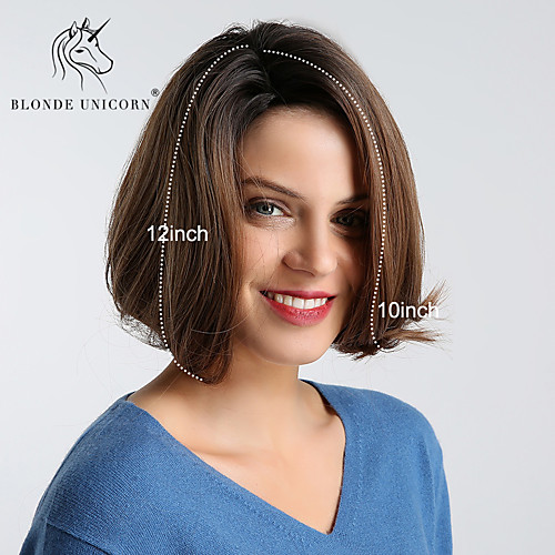 

Synthetic Wig kinky Straight Natural Wave Bob Asymmetrical Side Part Wig Medium Length Black / Brown Synthetic Hair 12 inch Women's Fashionable Design Synthetic Ombre Hair Brown BLONDE UNICORN