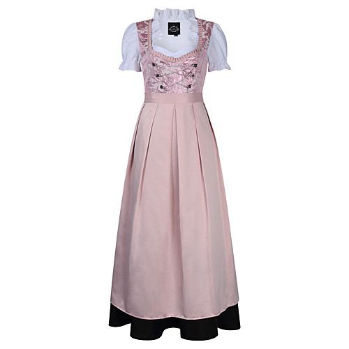 фото Октоберфест широкая юбка в сборку trachtenkleider жен. платье баварский костюм коричневый розовый Lightinthebox