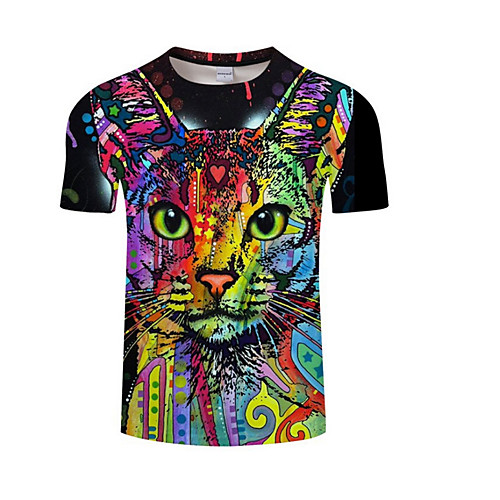 

Men's Plus Size Slim T-shirt - 3D Print Round Neck White