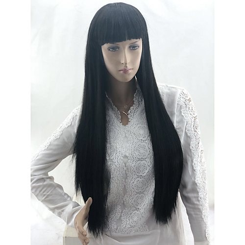 

Wig Accessories Естественные прямые / Вытянутые Стиль Стрижка каскад Без шапочки-основы Парик Черный Черный как смоль Искусственные волосы 24 дюймовый Жен.