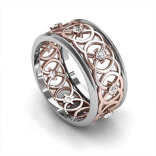 

Men's Women's Band Ring Ring Cubic Zirconia 1pc Rose Gold Copper Rose Gold Plated Silver-Plated Geometric Stylish Luxury Trendy Party Gift Jewelry Hollow Out Flower Cool