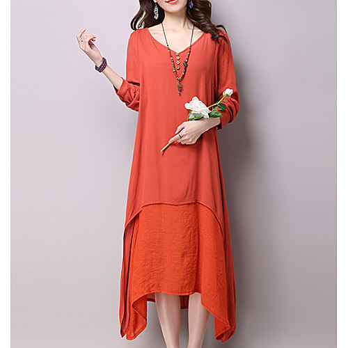 

Жен. Футболка Платье V-образный вырез Ассиметричное