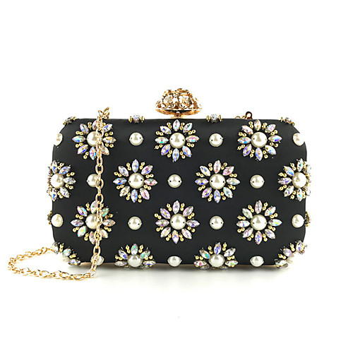 

Women's Crystals / Chain Polyester Evening Bag Floral Print Black