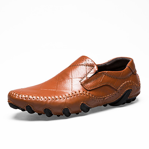 

Men's Leather Spring & Summer Casual Oxfords Walking Shoes Breathable Light Brown / Yellow / Blue