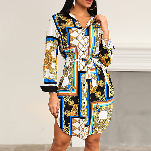 

Жен. Классический Оболочка Платье - Геометрический принт Мини