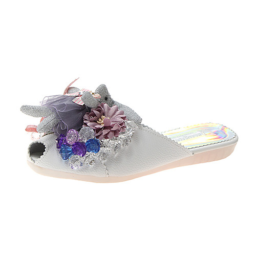 

Жен. Полиуретан Лето Башмаки и босоножки На плоской подошве Белый / Серебряный