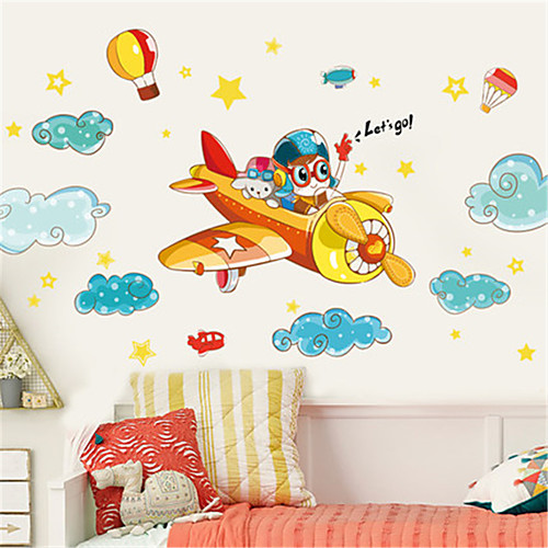 

Милая детская комната мальчик спальня украшения мультфильм самолет стикер стены детский сад классная стена самоклеящаяся живопись