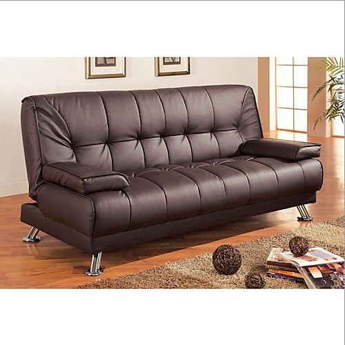 

современный диван-кровать в стиле футон из коричневой искусственной кожи