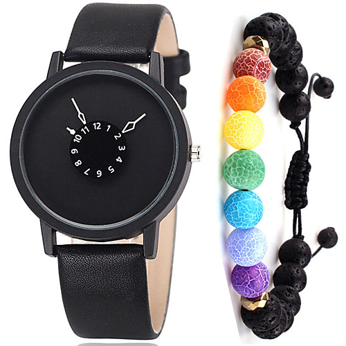 

Couple's Sport Watch Quartz Gift Set Leather Black / White No Chronograph Cute Creative Analog New Arrival Minimalist - White Black Black / White One Year Battery Life