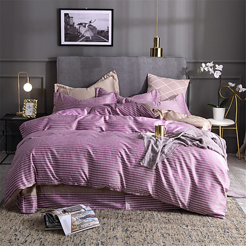 

Пододеяльник наборы Однотонный / Stripes / Рябь Полиэстер / Хлопок С принтом 4 предметаBedding Sets