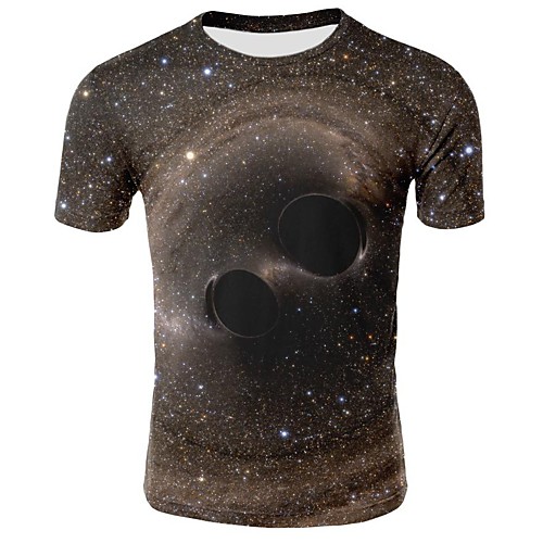 

Men's Daily Going out Basic / Street chic T-shirt - Geometric Print Brown