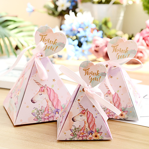 

Taper Shape Pearl Paper Favor Holder with Ribbons Storage Box / Gift Boxes / Cookie Bags - 50 pcs