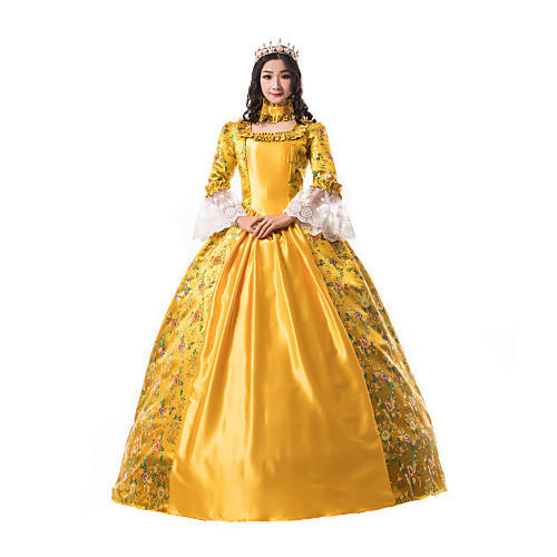 

Princess Maria Antonietta Floral Style Rococo Victorian Renaissance Dress Party Costume Masquerade Women's Lace Lace Costume Yellow Vintage Cosplay Christmas Halloween Party / Evening 3/4 Length